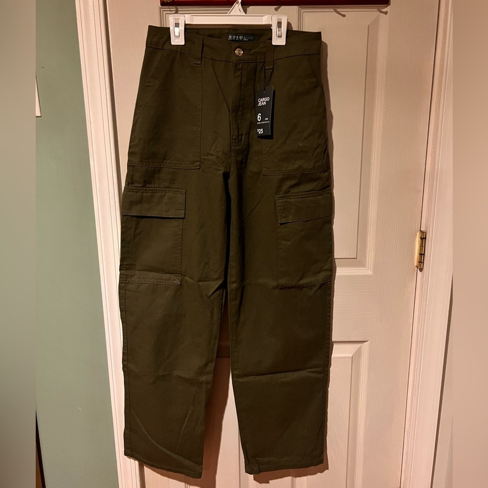 Green Cargo Jeans; Size 6, Never Worn with tags